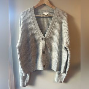 Size L H&M grey cardigan sweater ribbed wool blend